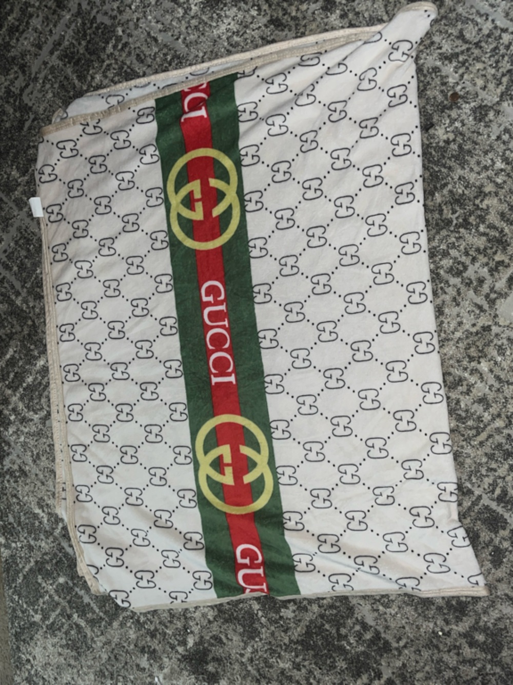 Gucci White Monogram Towel with Green & Red Stripe